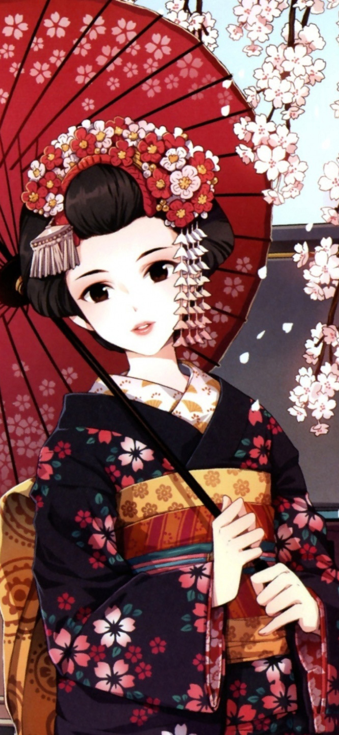 Das Japanese Girl With Umbrella Wallpaper 1170x2532