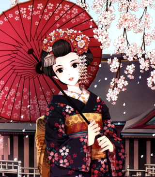 Japanese Girl With Umbrella papel de parede para celular para iPhone 6