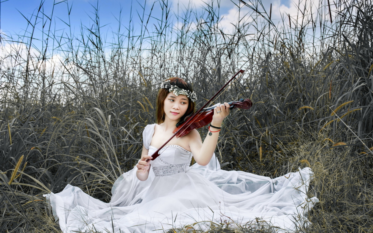 Fondo de pantalla Asian Girl Playing Violin 1440x900