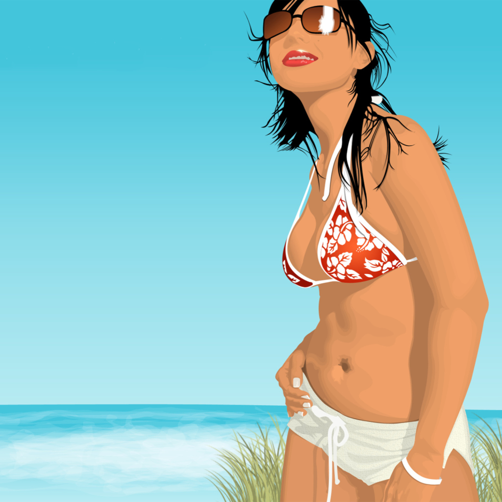 Girl On The Beach wallpaper 1024x1024
