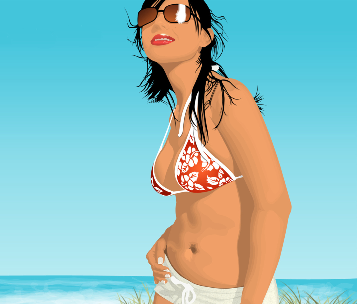 Screenshot №1 pro téma Girl On The Beach 1200x1024