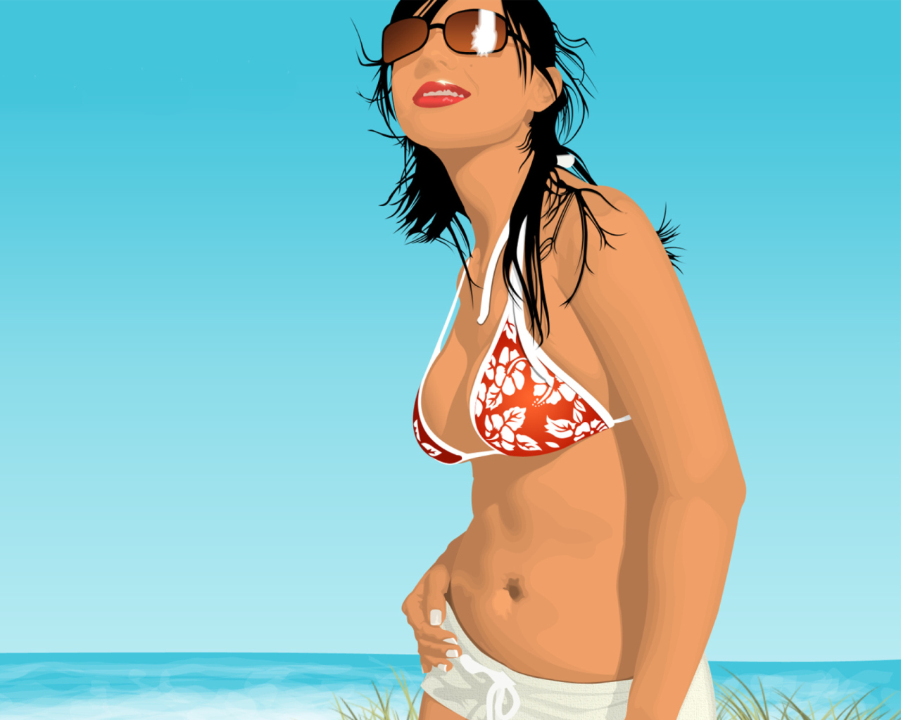Screenshot №1 pro téma Girl On The Beach 1280x1024