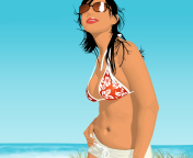 Girl On The Beach wallpaper 176x144