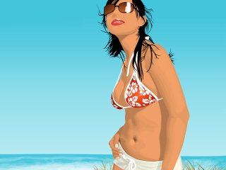 Обои Girl On The Beach 320x240