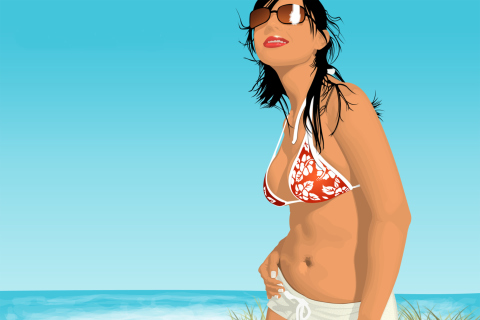 Screenshot №1 pro téma Girl On The Beach 480x320