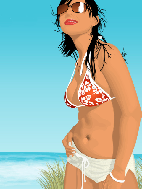 Das Girl On The Beach Wallpaper 480x640