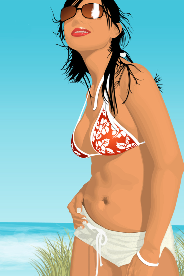 Fondo de pantalla Girl On The Beach 640x960
