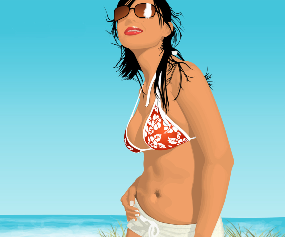 Das Girl On The Beach Wallpaper 960x800
