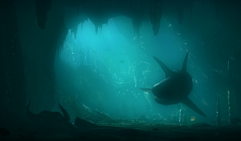 Das Shark Underwater Wallpaper 1024x600