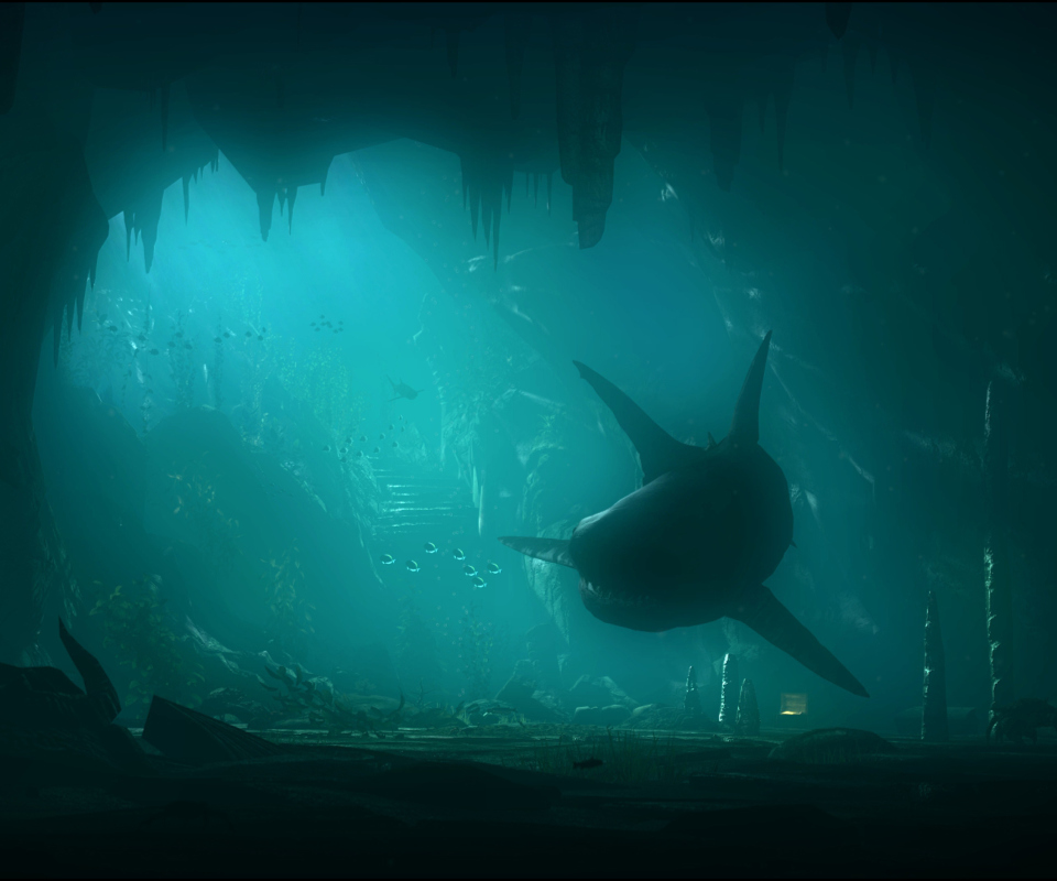 Das Shark Underwater Wallpaper 960x800