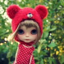 Cute Doll In Red Hat wallpaper 128x128