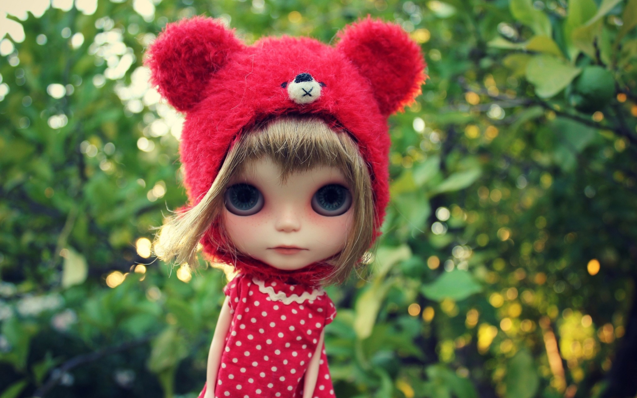 Обои Cute Doll In Red Hat 2560x1600