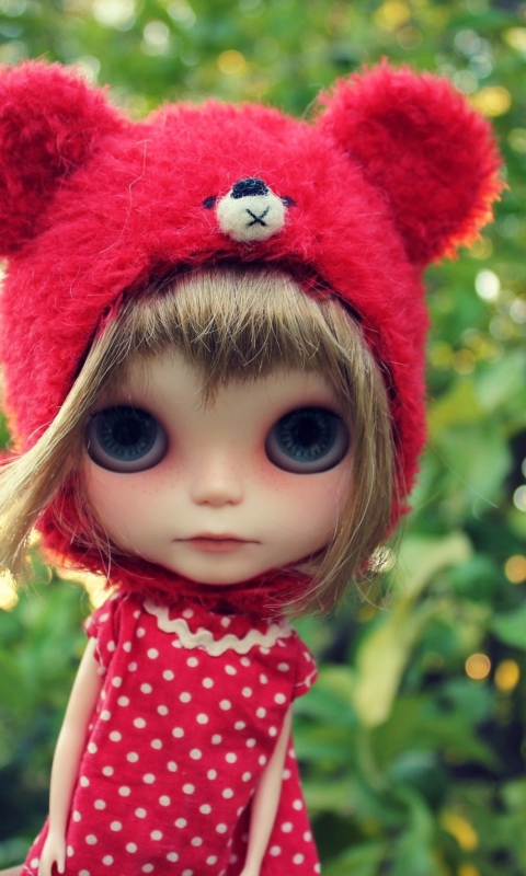 Sfondi Cute Doll In Red Hat 480x800
