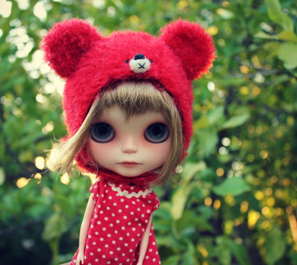 Cute Doll In Red Hat wallpaper 960x854