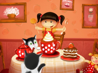 Das Cats Birthday Wallpaper 320x240