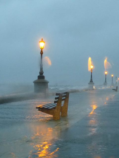 Embankment during the hurricane wallpaper 480x640