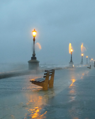 Embankment during the hurricane Background for 240x320