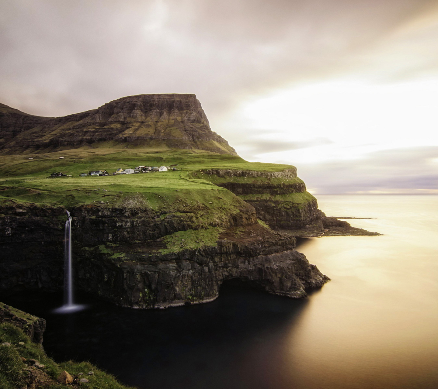 Обои Gasadalur west side Faroe Islands 1440x1280