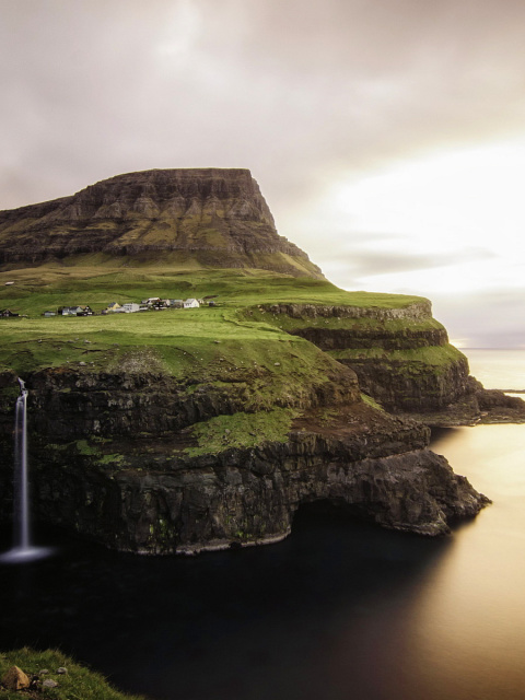 Sfondi Gasadalur west side Faroe Islands 480x640