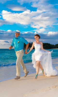 Happy newlyweds at sea screenshot #1 240x400