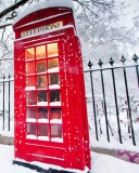 Das English Red Telephone Booth Wallpaper 128x160