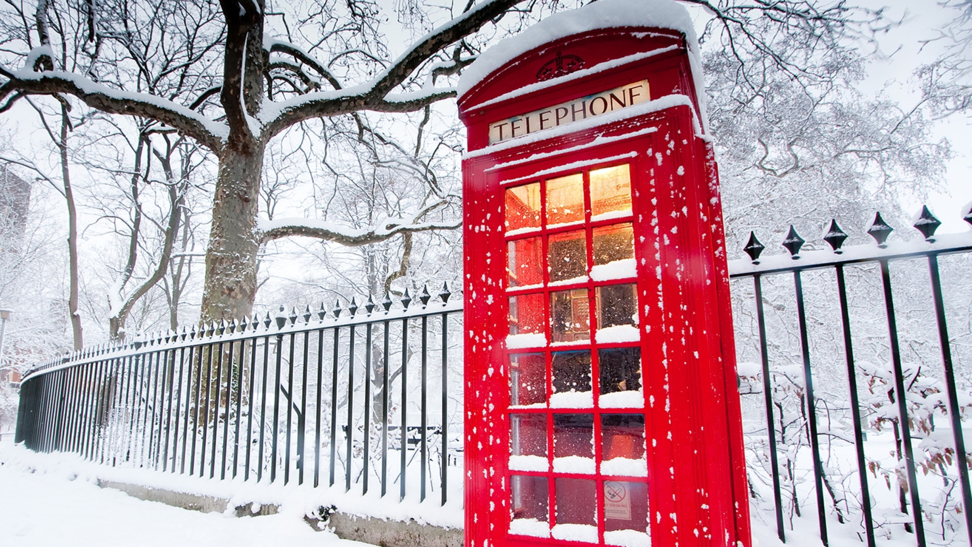 English Red Telephone Booth wallpaper 1920x1080