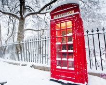 Das English Red Telephone Booth Wallpaper 220x176