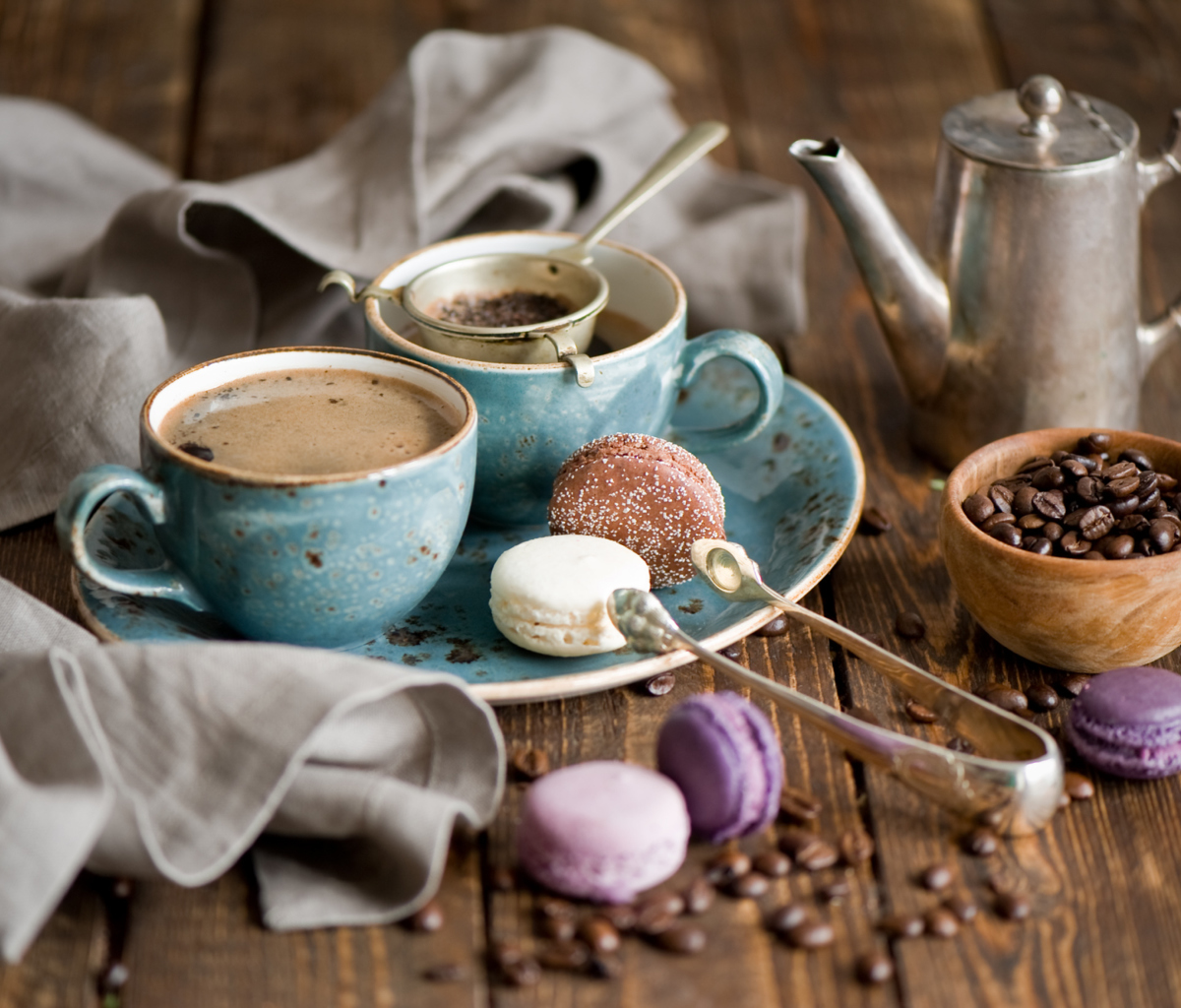 Vintage Coffee Cups And Macarons wallpaper 1200x1024