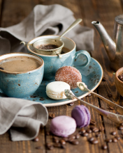Vintage Coffee Cups And Macarons wallpaper 176x220