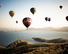 Air Balloons In Sky Above Ground wallpaper 220x176