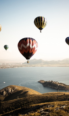 Air Balloons In Sky Above Ground wallpaper 240x400