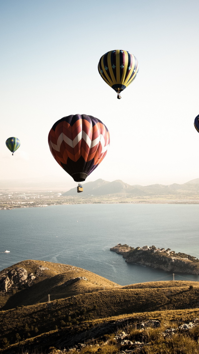 Air Balloons In Sky Above Ground wallpaper 640x1136