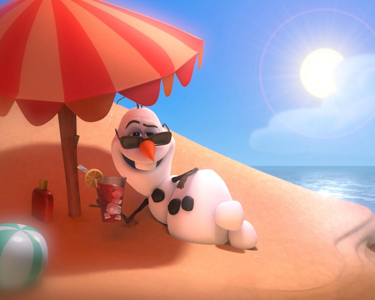 Das Disney Frozen Olaf Summer Holidays Wallpaper 1280x1024