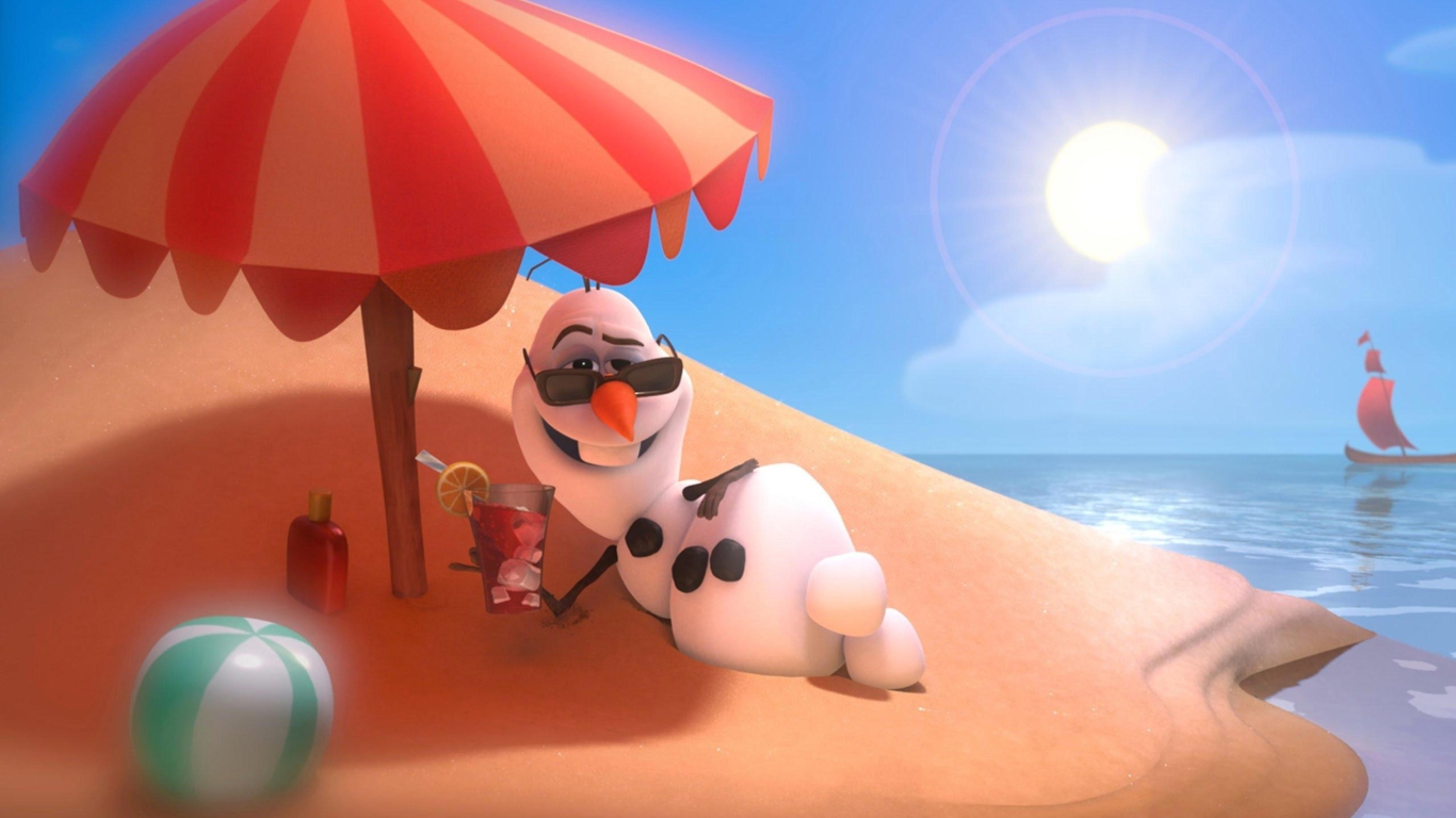 Обои Disney Frozen Olaf Summer Holidays 1366x768