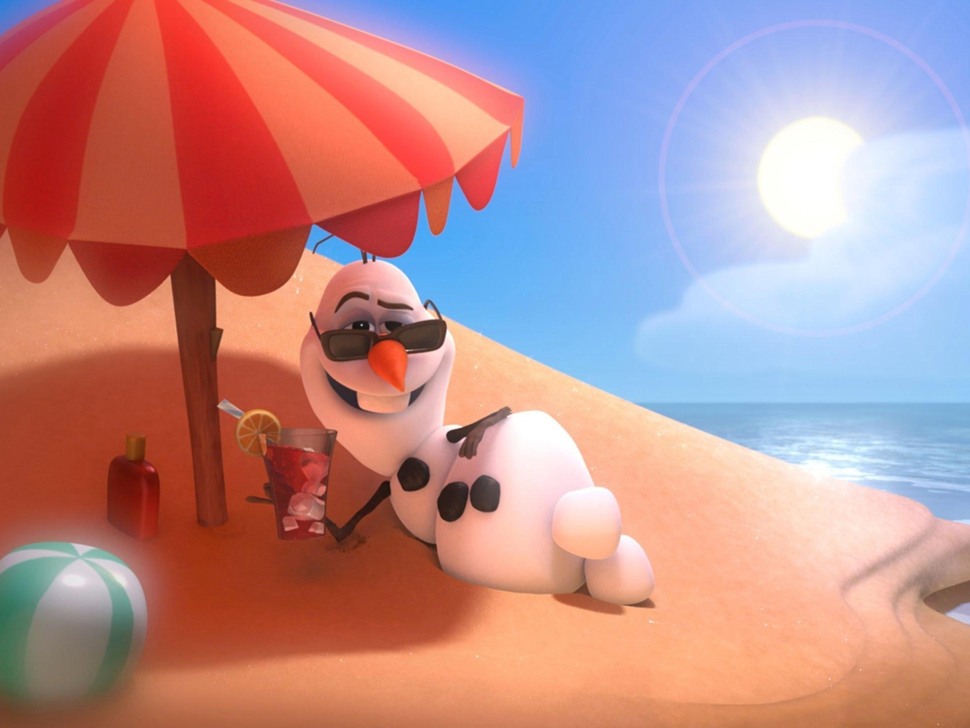 Обои Disney Frozen Olaf Summer Holidays 1400x1050