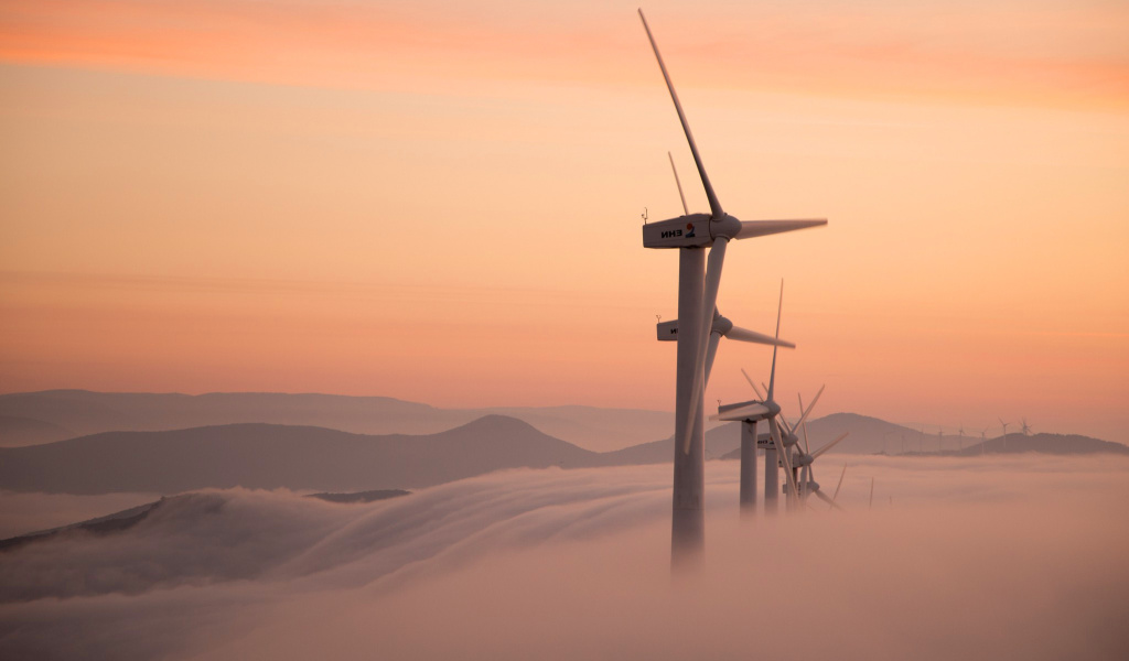 Das Dutch Wind power Mills for electricity Wallpaper 1024x600