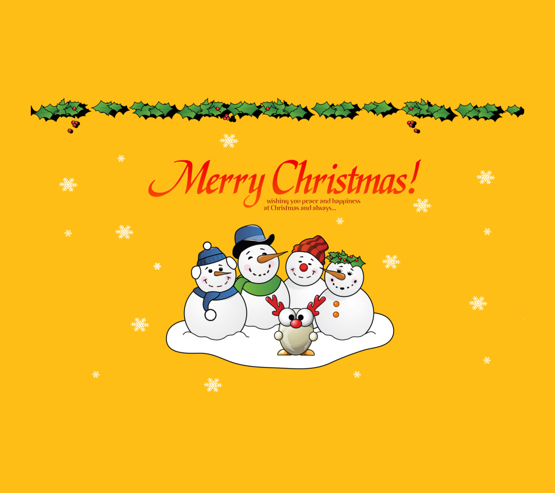 Fondo de pantalla Snowmen Wish You Merry Christmas 1080x960