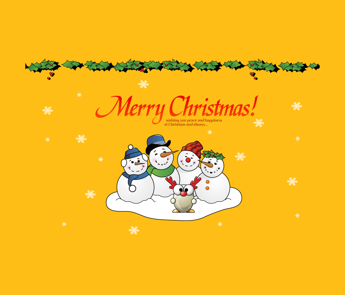 Das Snowmen Wish You Merry Christmas Wallpaper 1200x1024