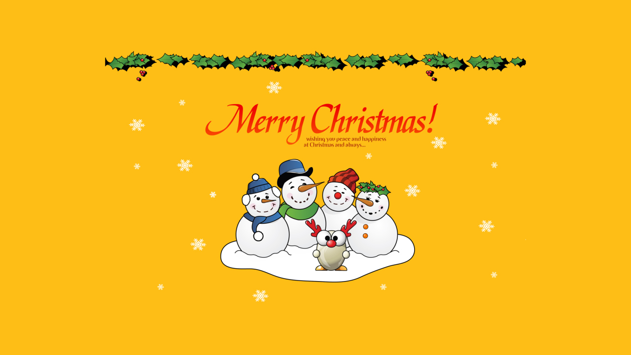Das Snowmen Wish You Merry Christmas Wallpaper 1280x720