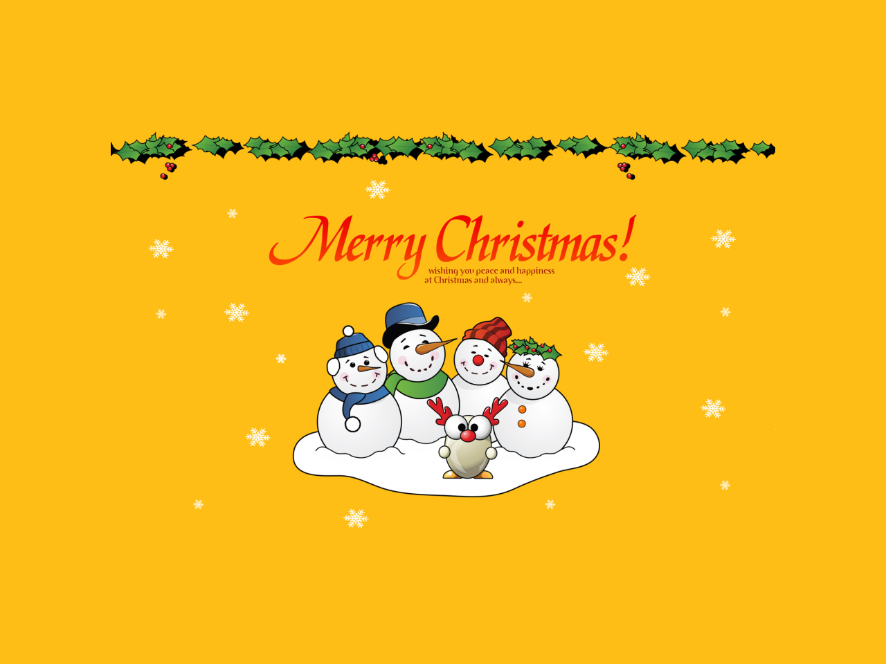 Das Snowmen Wish You Merry Christmas Wallpaper 1280x960