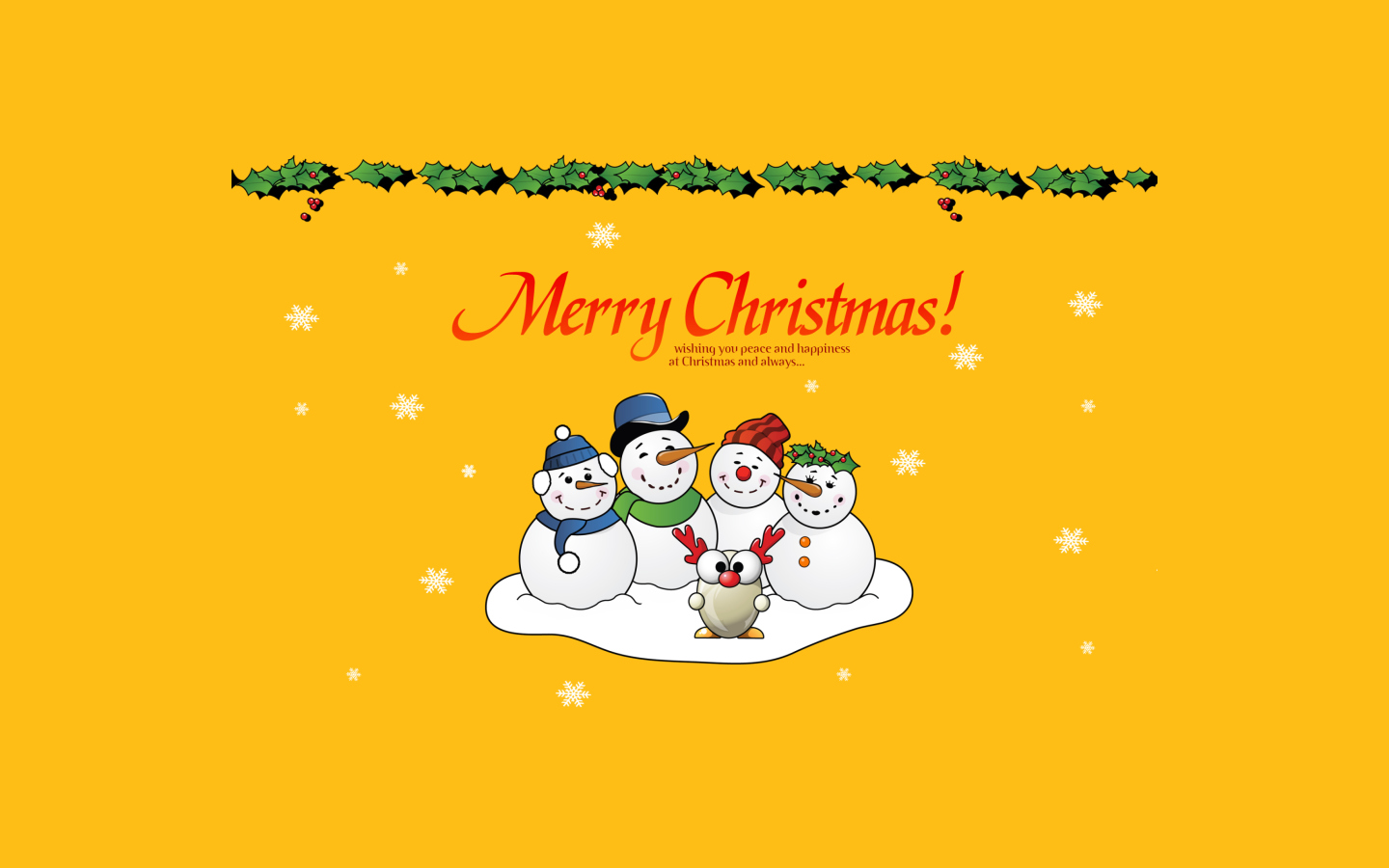 Fondo de pantalla Snowmen Wish You Merry Christmas 1440x900