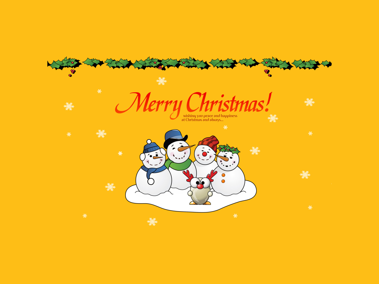 Fondo de pantalla Snowmen Wish You Merry Christmas 1600x1200