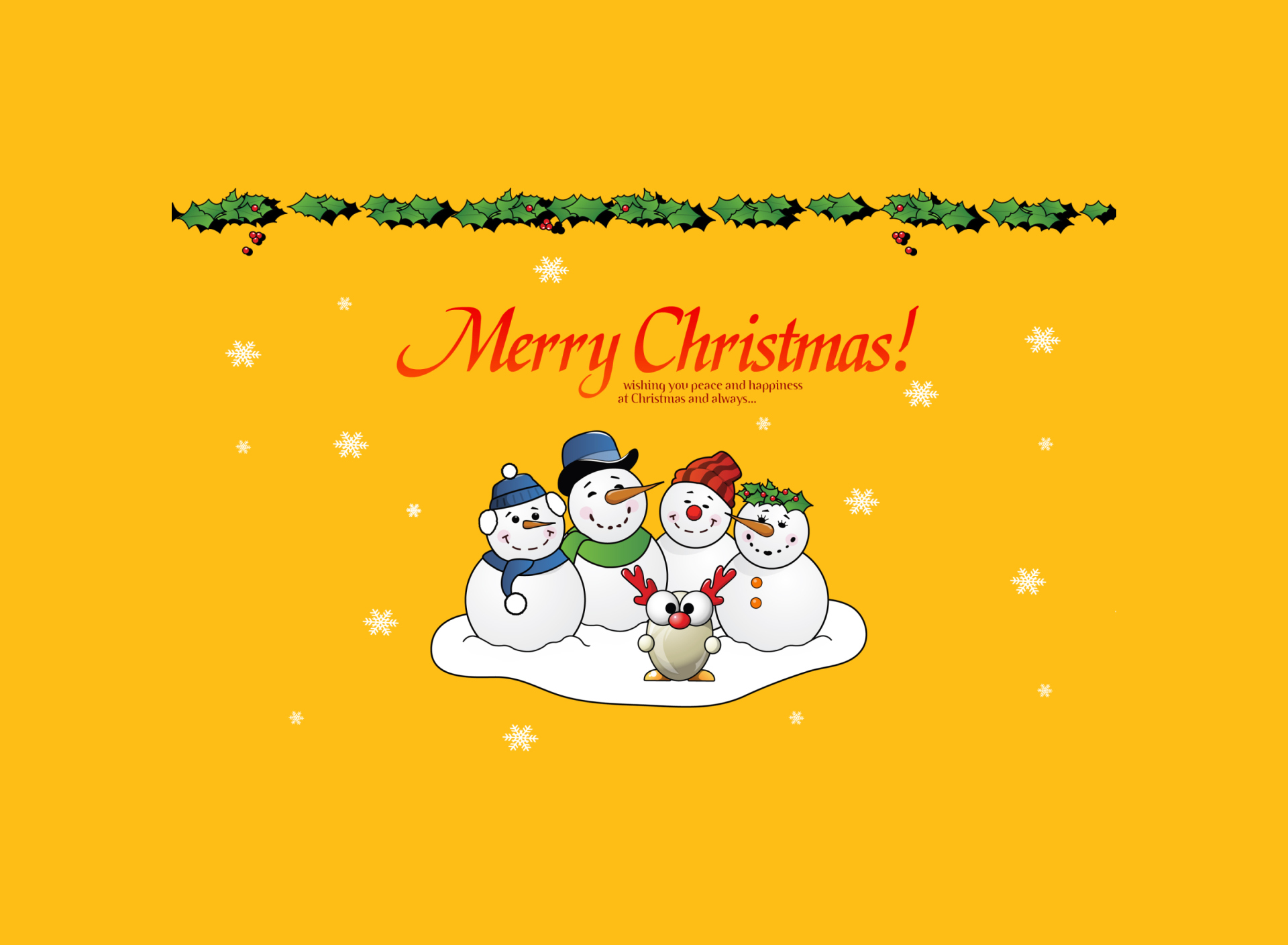 Snowmen Wish You Merry Christmas wallpaper 1920x1408