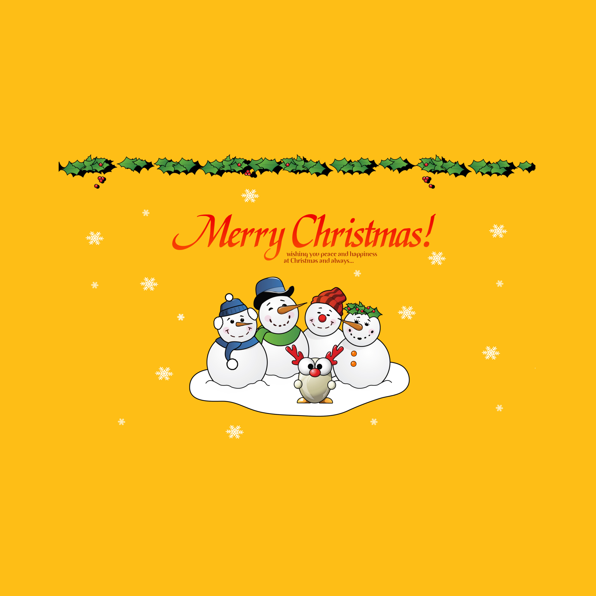 Snowmen Wish You Merry Christmas wallpaper 2048x2048
