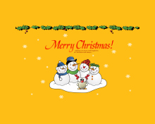 Обои Snowmen Wish You Merry Christmas 220x176