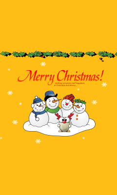 Das Snowmen Wish You Merry Christmas Wallpaper 240x400