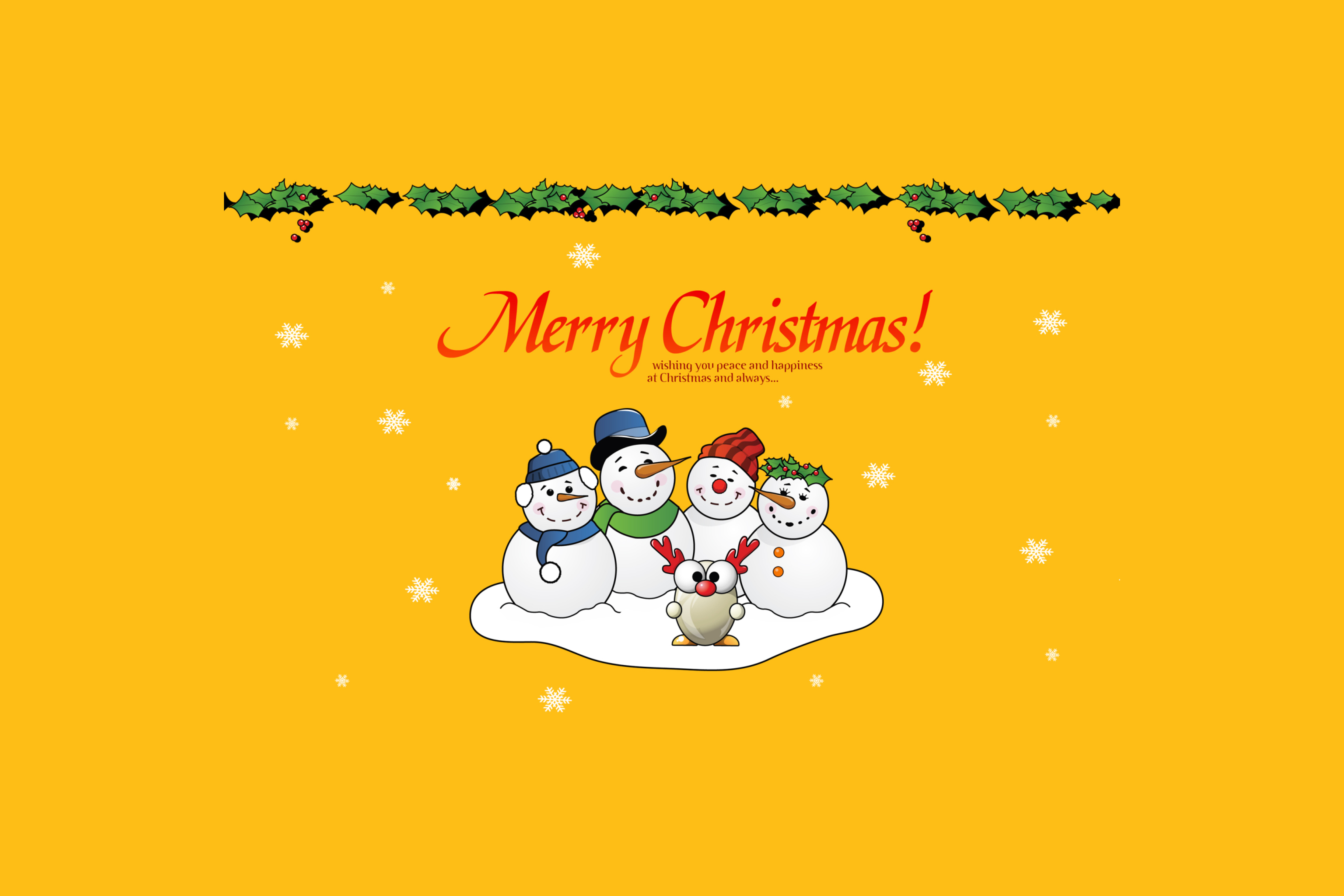 Das Snowmen Wish You Merry Christmas Wallpaper 2880x1920