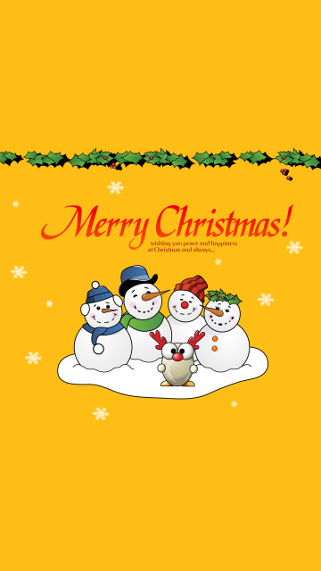Das Snowmen Wish You Merry Christmas Wallpaper 360x640