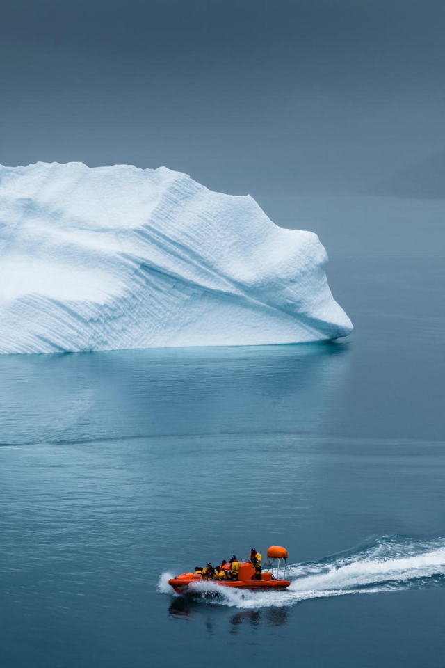 Greenland Iceberg Lifeboat wallpaper 640x960