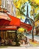 Paris Street Scene wallpaper 128x160